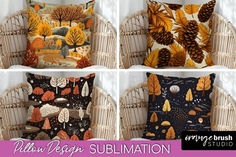 Fall Pillow Cover - Autumn Forest Pillow Sublimation