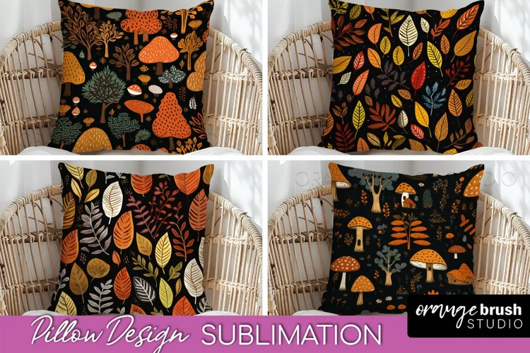 Fall Pillow Cover - Autumn Forest Pillow Sublimation
