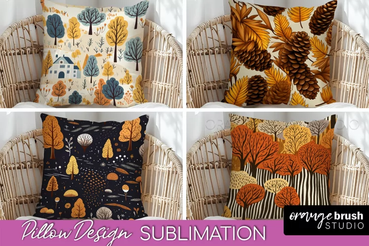 Fall Pillow Cover - Autumn Forest Pillow Sublimation