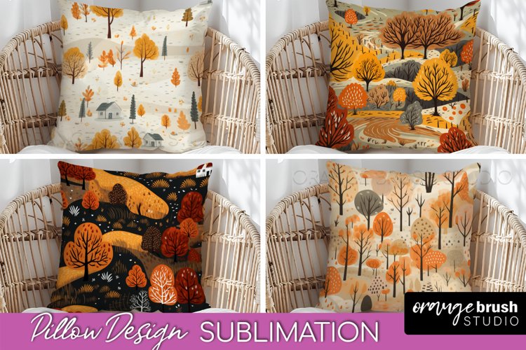 Fall Pillow Cover - Autumn Forest Pillow Sublimation example image 1