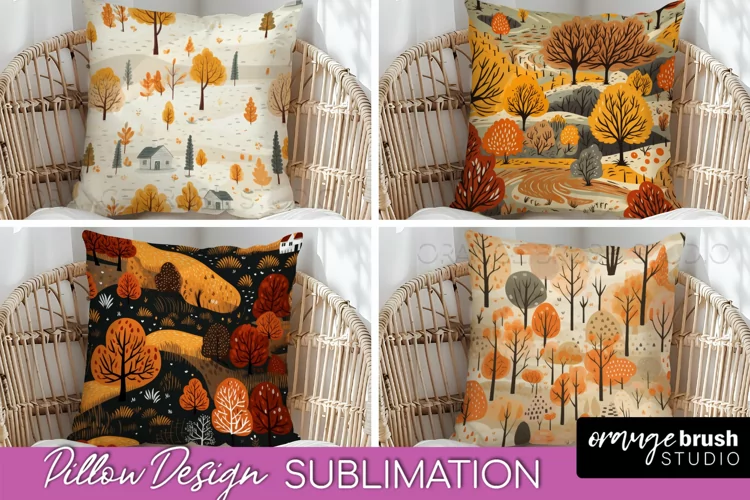 Fall Pillow Cover - Autumn Forest Pillow Sublimation