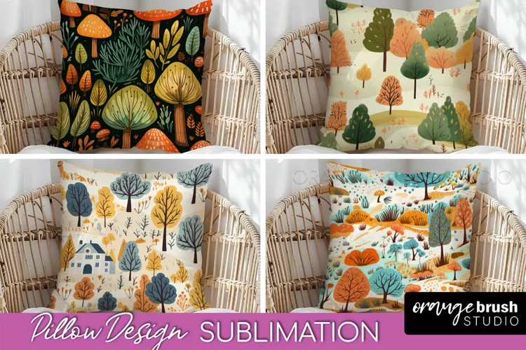 Fall Pillow Cover - Autumn Forest Pillow Sublimation