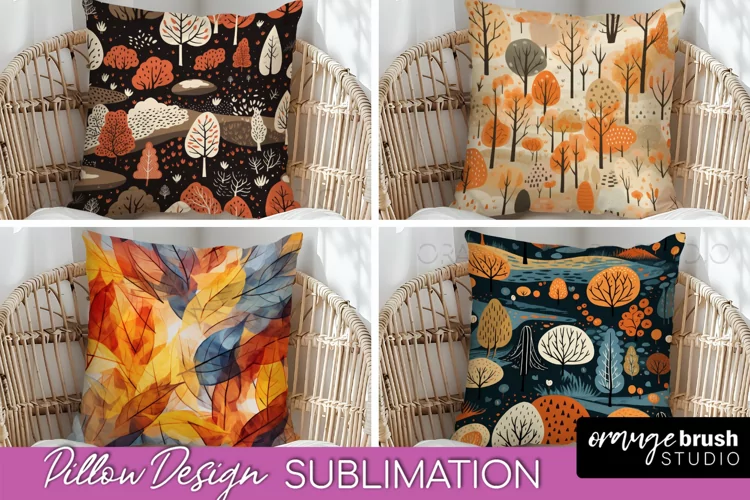 Fall Pillow Cover - Autumn Forest Pillow Sublimation