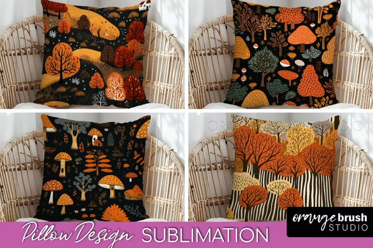 Fall Pillow Cover - Autumn Forest Pillow Sublimation