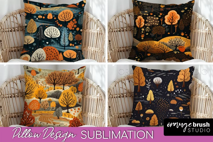 Fall Pillow Cover - Autumn Forest Pillow Sublimation