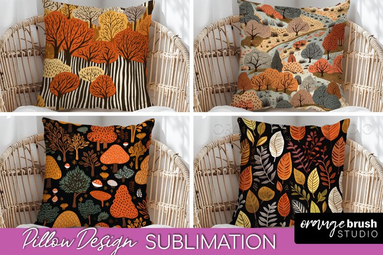 Fall Pillow Cover - Autumn Forest Pillow Sublimation example image 1