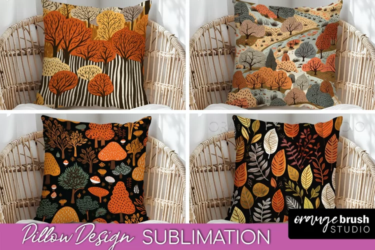 Fall Pillow Cover - Autumn Forest Pillow Sublimation
