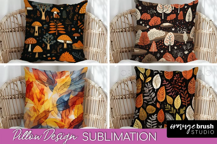 Fall Pillow Cover - Autumn Forest Pillow Sublimation