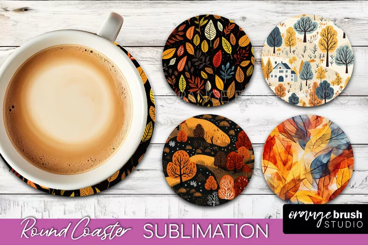 Fall Round Coasters - Autumn Forest Coaster Sublimation