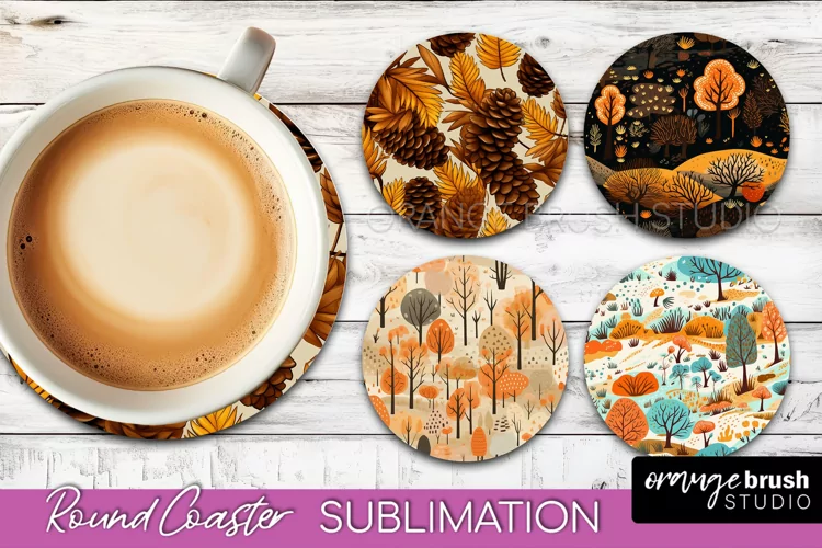 Fall Round Coasters - Autumn Forest Coaster Sublimation