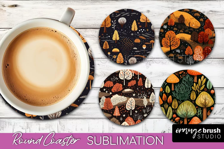 Fall Round Coasters - Autumn Forest Coaster Sublimation