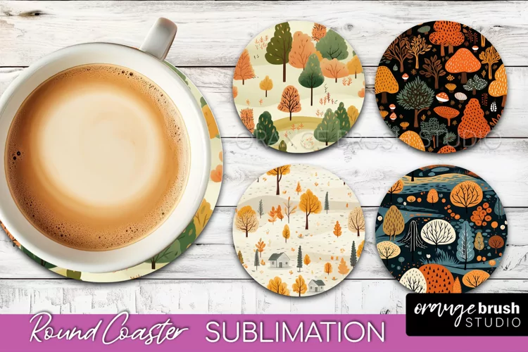 Fall Round Coasters - Autumn Forest Coaster Sublimation