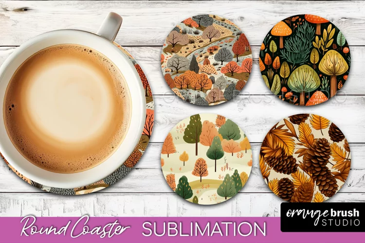 Fall Round Coasters - Autumn Forest Coaster Sublimation