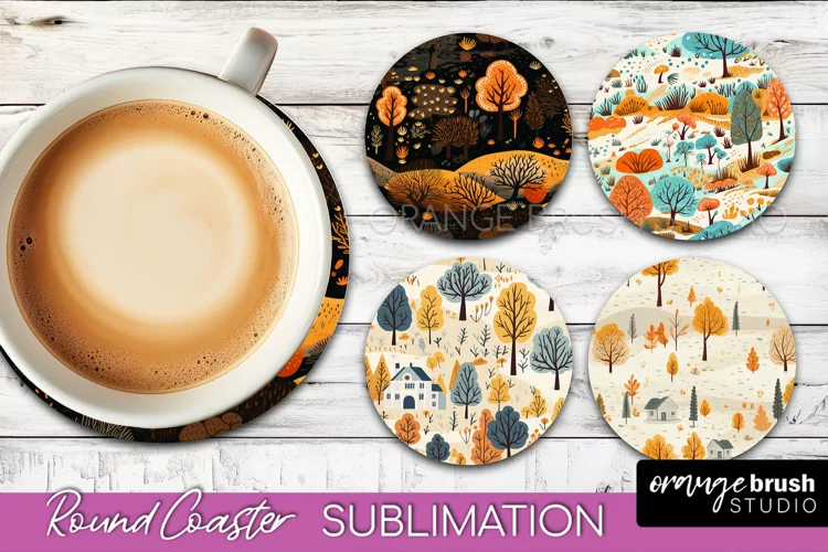 Fall Round Coasters - Autumn Forest Coaster Sublimation