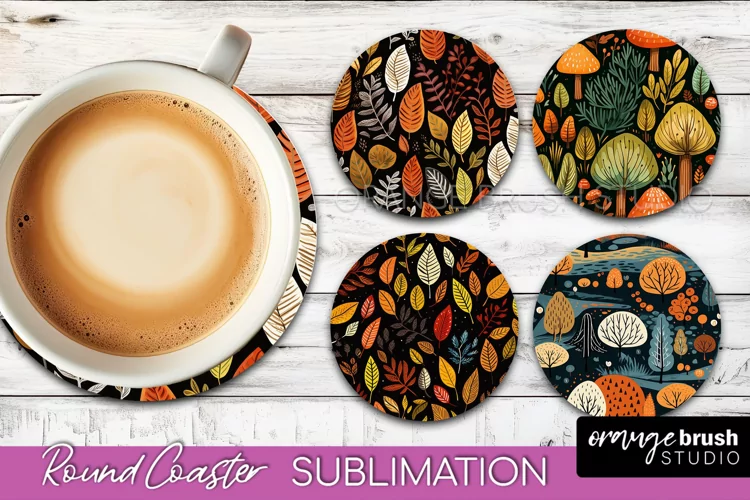 Fall Round Coasters - Autumn Forest Coaster Sublimation