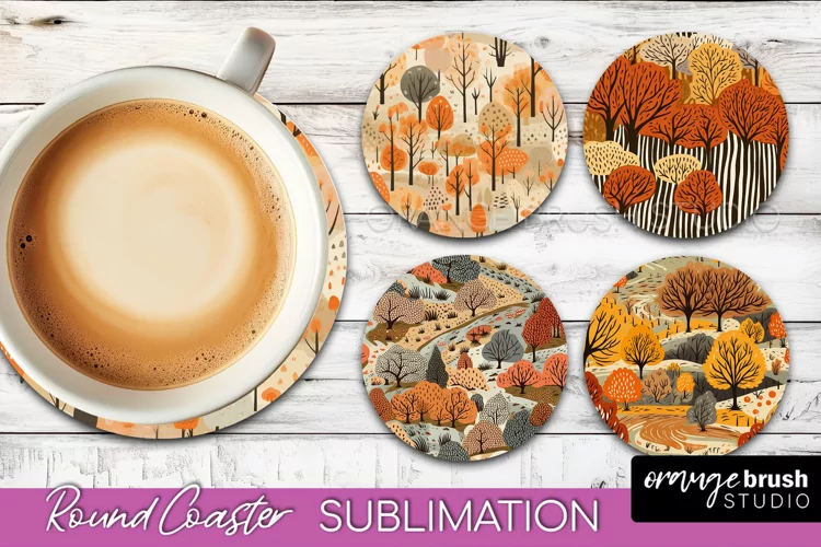 Fall Round Coasters - Autumn Forest Coaster Sublimation