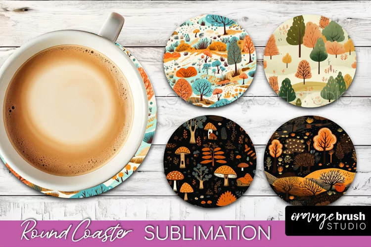 Fall Round Coasters - Autumn Forest Coaster Sublimation