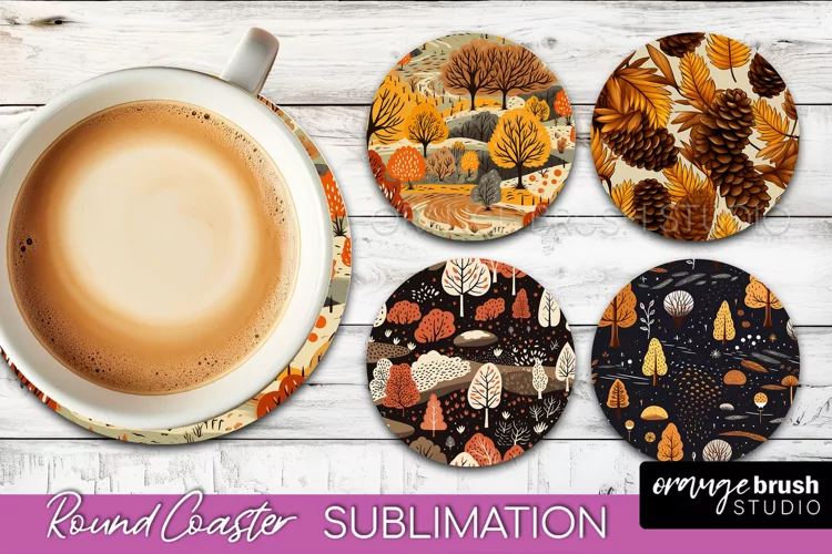 Fall Round Coasters - Autumn Forest Coaster Sublimation