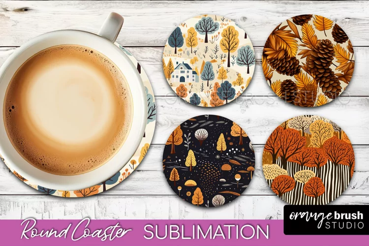 Fall Round Coasters - Autumn Forest Coaster Sublimation