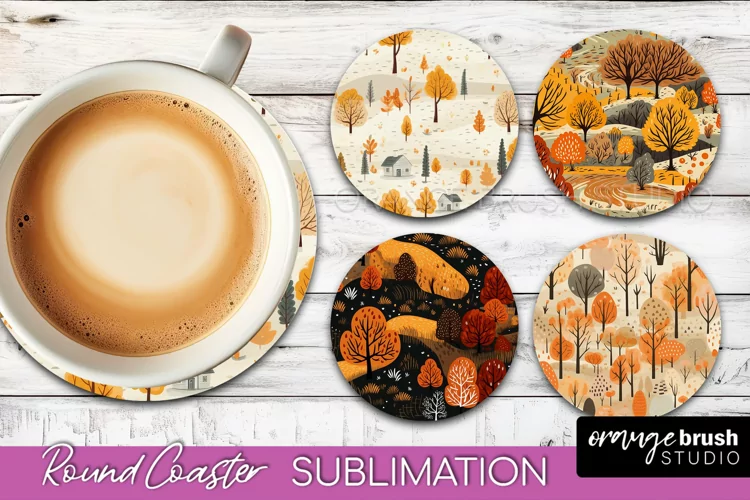 Fall Round Coasters - Autumn Forest Coaster Sublimation
