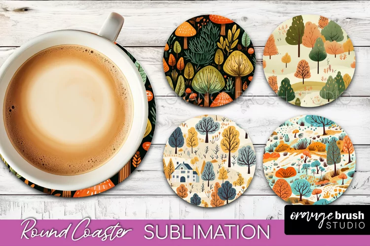 Fall Round Coasters - Autumn Forest Coaster Sublimation