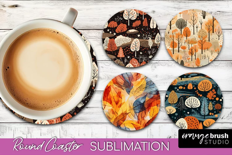 Fall Round Coasters - Autumn Forest Coaster Sublimation
