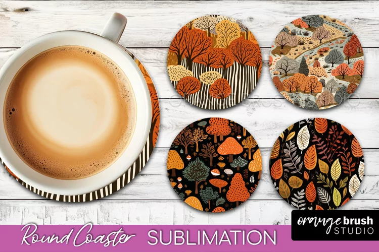 Fall Round Coasters - Autumn Forest Coaster Sublimation