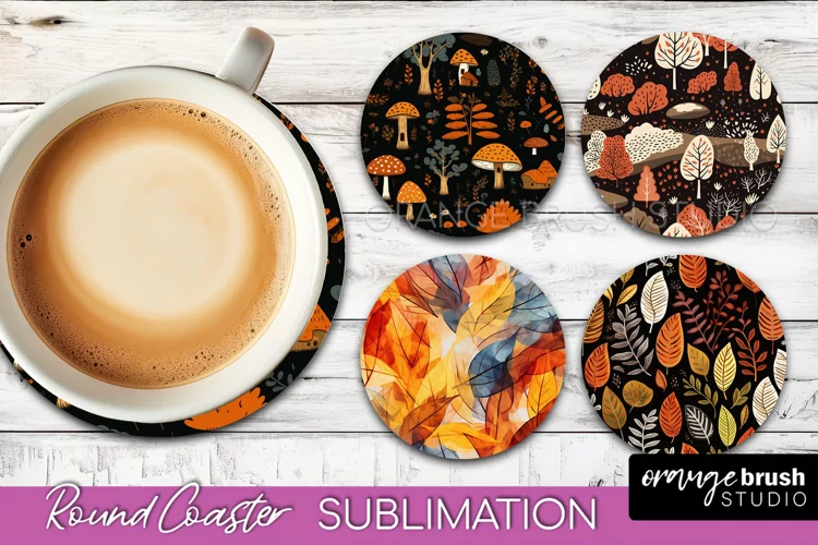 Fall Round Coasters - Autumn Forest Coaster Sublimation
