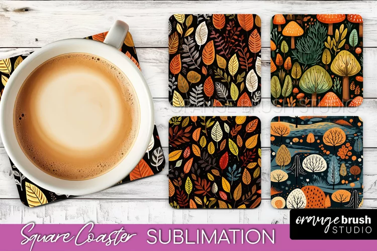 Fall Square Coasters - Autumn Forest Coaster Sublimation
