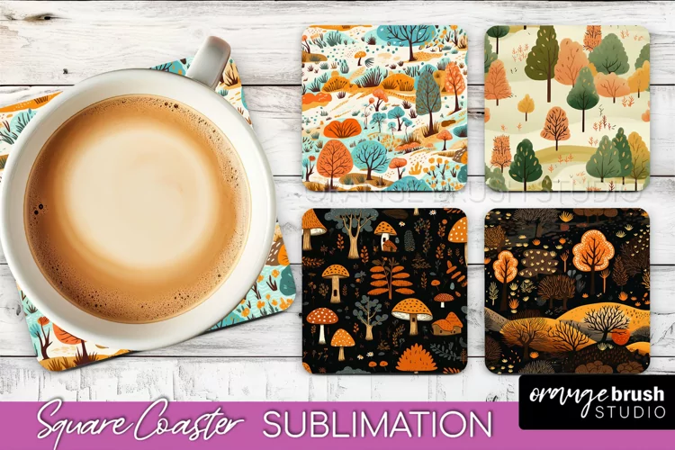 Fall Square Coasters - Autumn Forest Coaster Sublimation