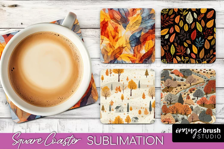 Fall Square Coasters - Autumn Forest Coaster Sublimation