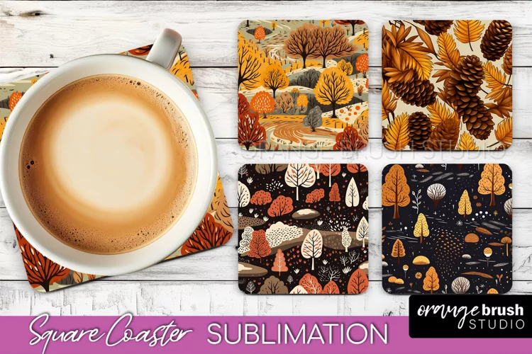 Fall Square Coasters - Autumn Forest Coaster Sublimation