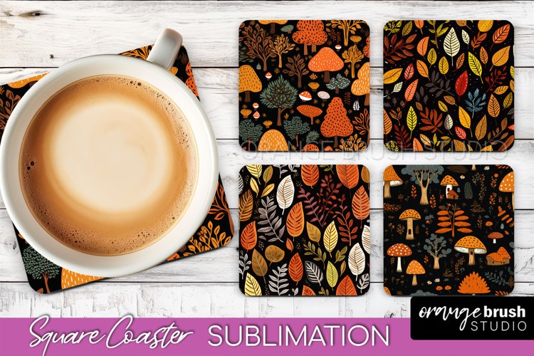 Fall Square Coasters - Autumn Forest Coaster Sublimation example image 1