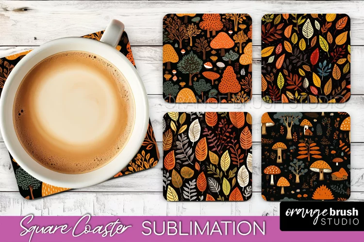 Fall Square Coasters - Autumn Forest Coaster Sublimation