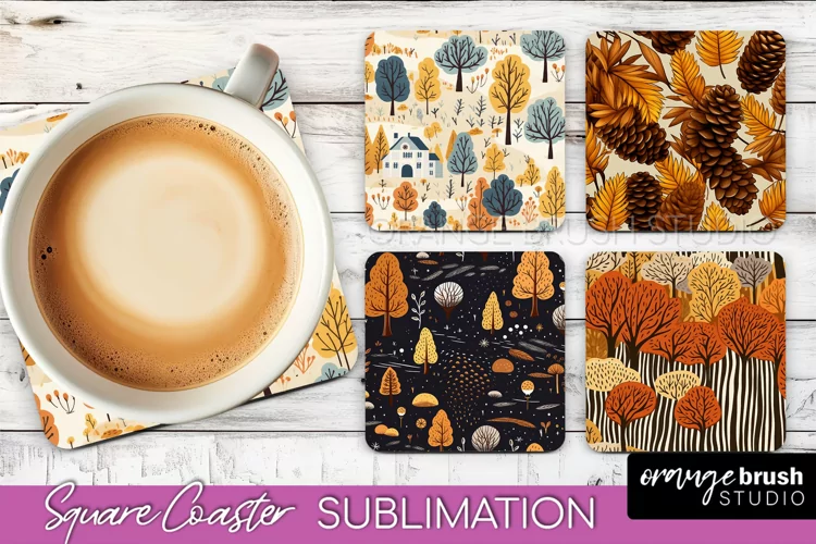 Fall Square Coasters - Autumn Forest Coaster Sublimation