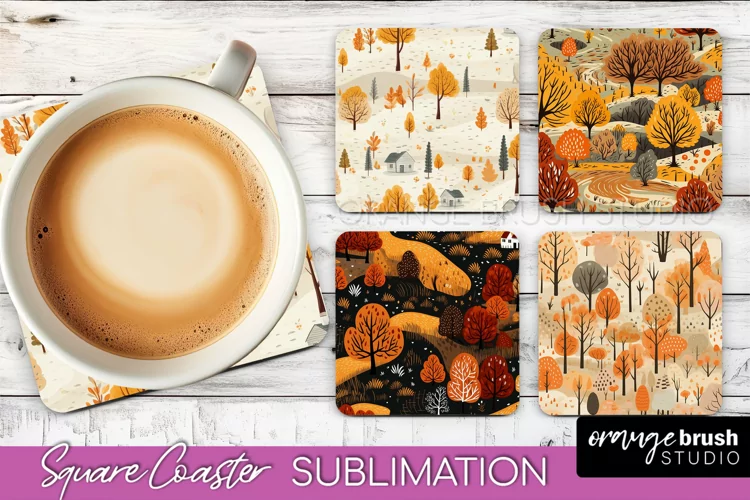 Fall Square Coasters - Autumn Forest Coaster Sublimation