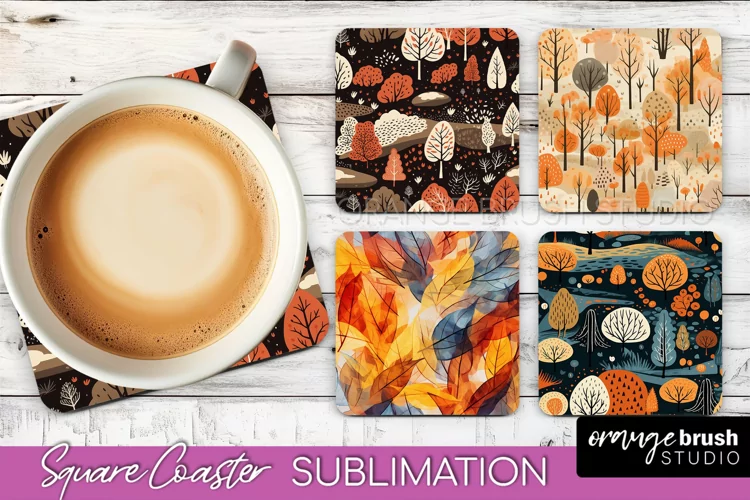 Fall Square Coasters - Autumn Forest Coaster Sublimation