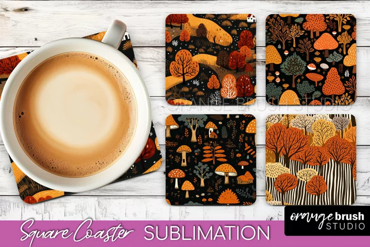 Fall Square Coasters - Autumn Forest Coaster Sublimation