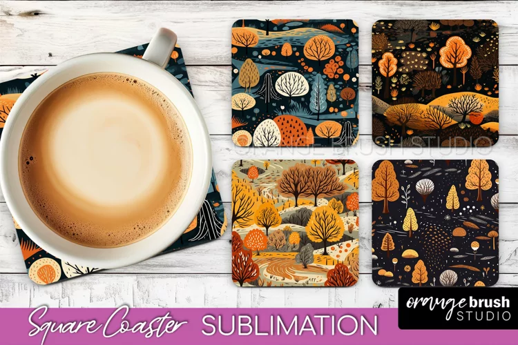 Fall Square Coasters - Autumn Forest Coaster Sublimation