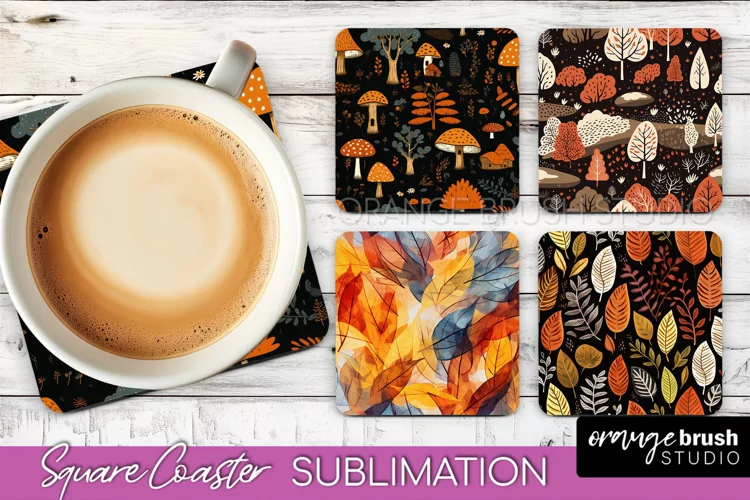 Fall Square Coasters - Autumn Forest Coaster Sublimation