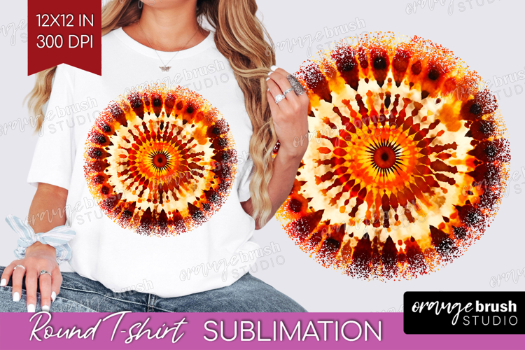 Autumn Round Tshirt Background - Tie Dye PNG Sublimation