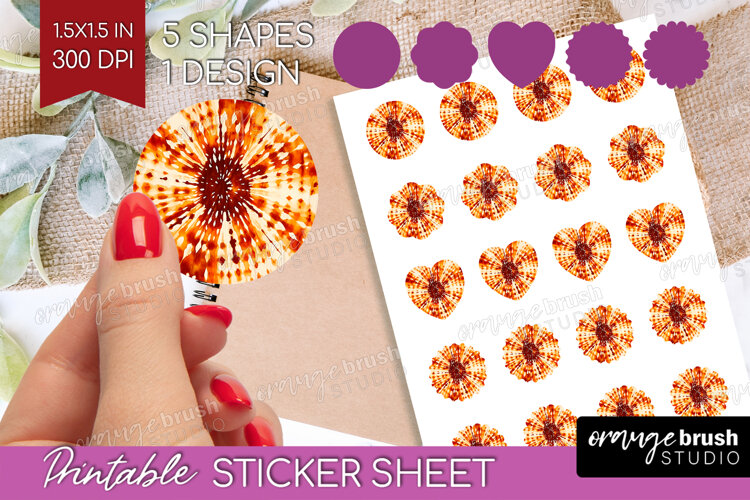 Autumn Round Sticker - Tie Dye Printable Sticker Sheet example image 1