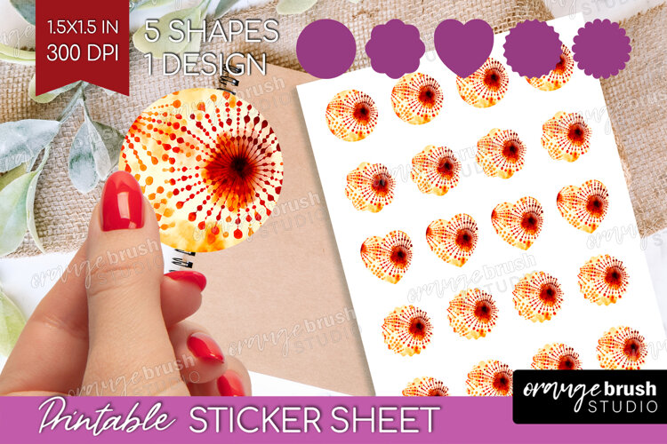 Autumn Round Sticker - Tie Dye Printable Sticker Sheet example image 1