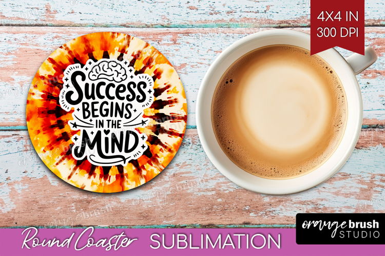 Inspirational Quote Round Coaster - Autumn Tie Dye Coaster