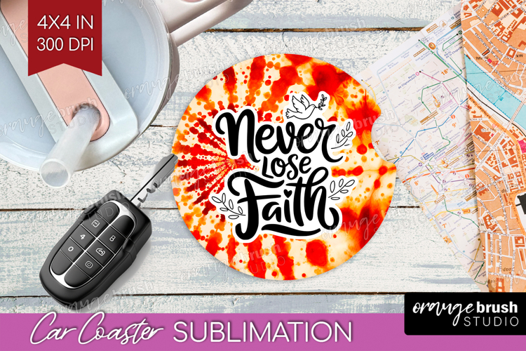 Inspirational Quote Car Coaster - Autumn Tie Dye Coaster PNG