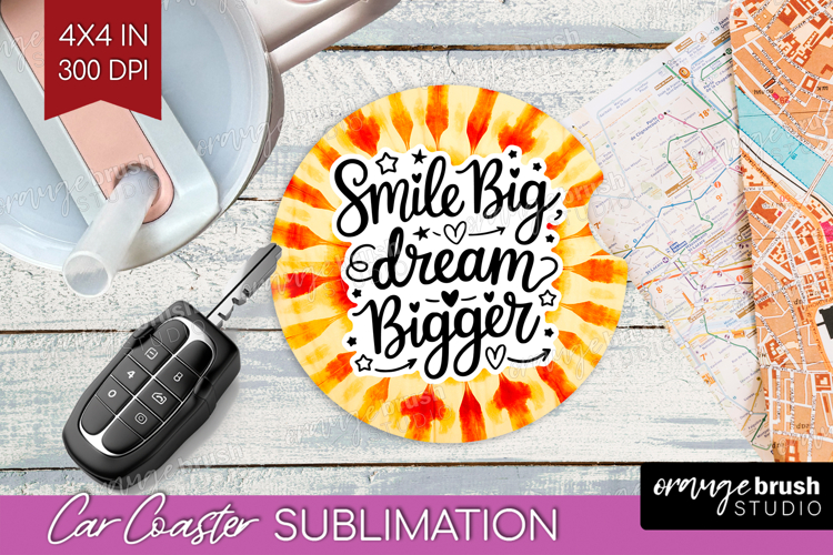 Inspirational Quote Car Coaster - Autumn Tie Dye Coaster PNG