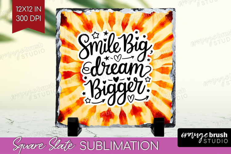 Inspirational Quote Slate PNG - Autumn Tie Dye Square Slate