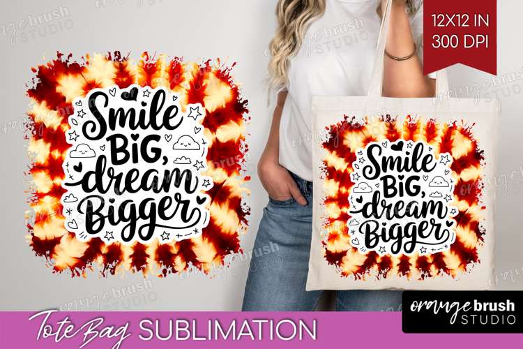 Inspirational Quote Tote Bag - Autumn Tie Dye Tote Bag PNG
