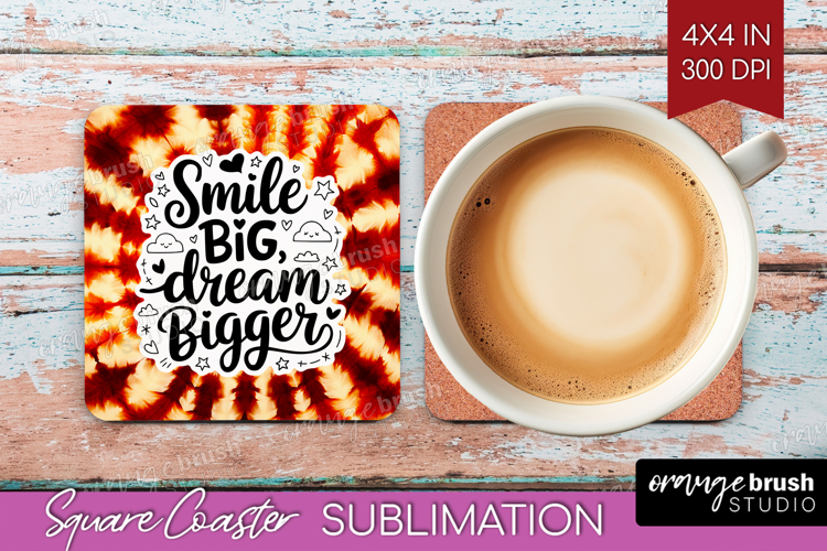 Inspirational Quote Square Coaster - Autumn Tie Dye Coaster