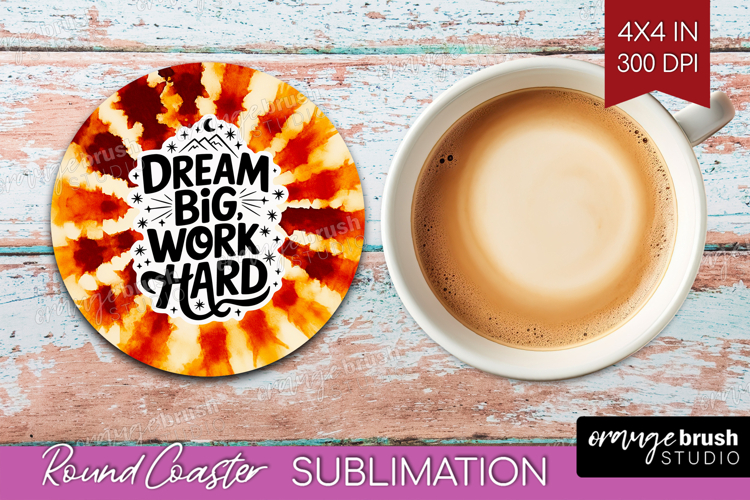 Inspirational Quote Round Coaster - Autumn Tie Dye Coaster